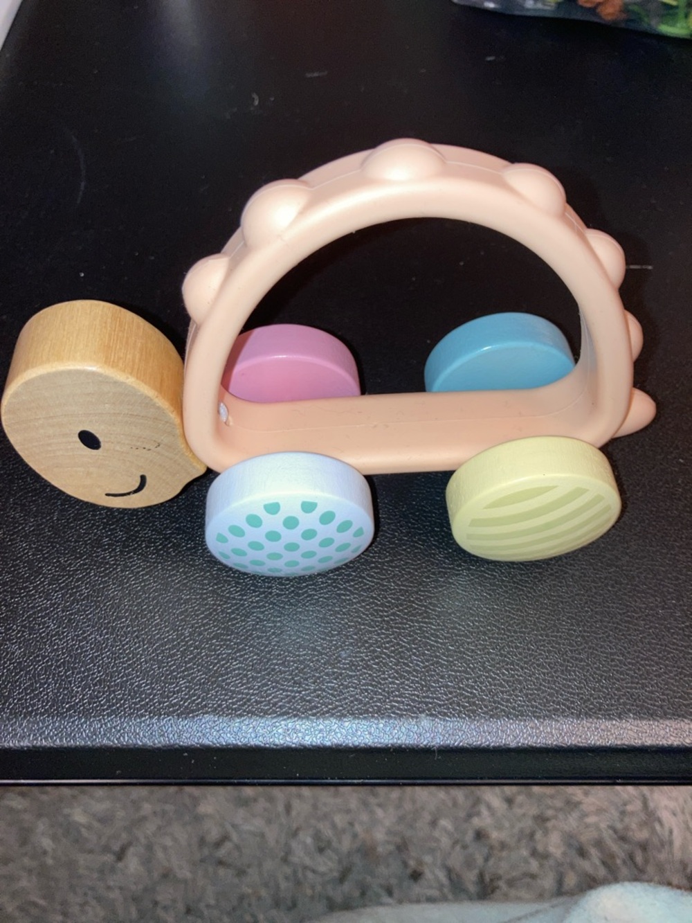 Wooden Hape racing Turbo turtle rubber teething, teether rolling toy 0+ m